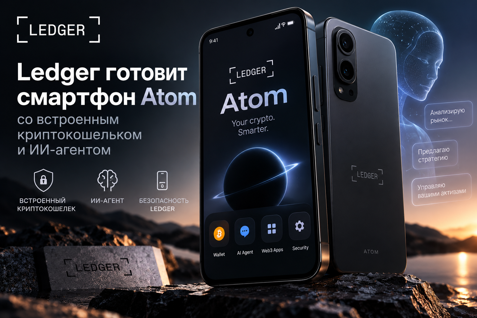 Ledger готовит смартфон Atom со встроенным криптокошельком и ИИ-агентом